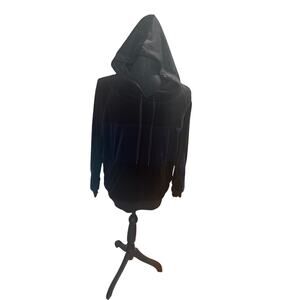 Champion Elite Blue & Black Striped Velour Hoodie – Size S